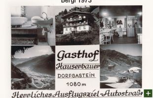Die erste Werbung für den Gasthof Hauserbauer in den 1970er Jahren